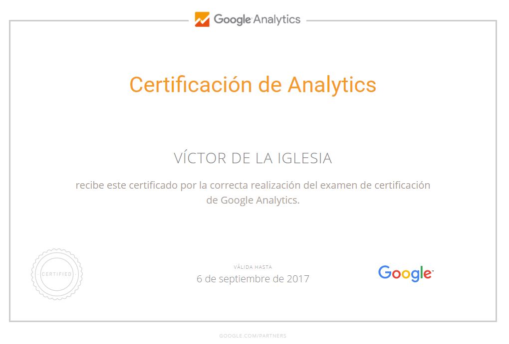 Certificado en Google Analytics Certificado en Google Analytics